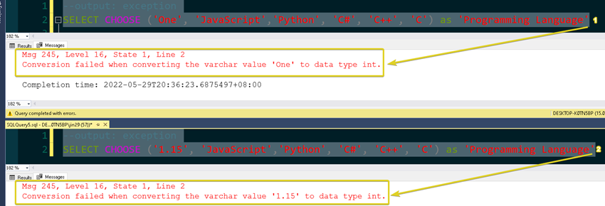 SQL's CHOOSE Function